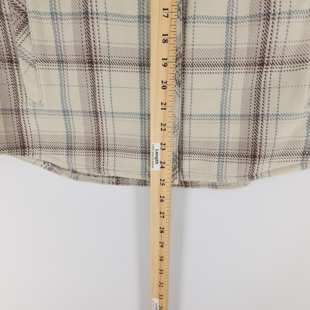 Kuhl Kleo Hoodie Shacket Womens M Cream Plaid Snap Front Fleece Lined Flannel - Picture 6 of 11